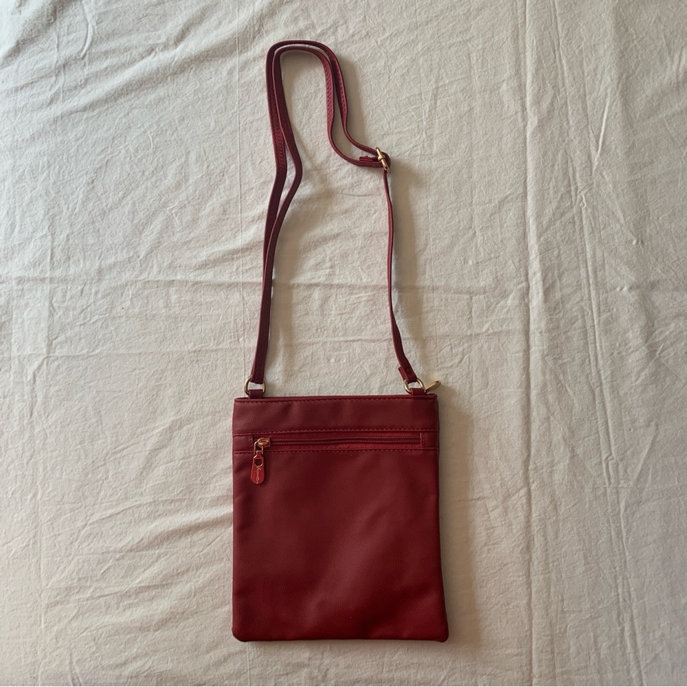Women's Burgundy Crossbody Bag - Slim Everyday Shoulder Bag